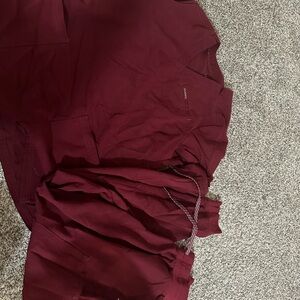 Jaanuu Burgundy V-Neck Scrub Set